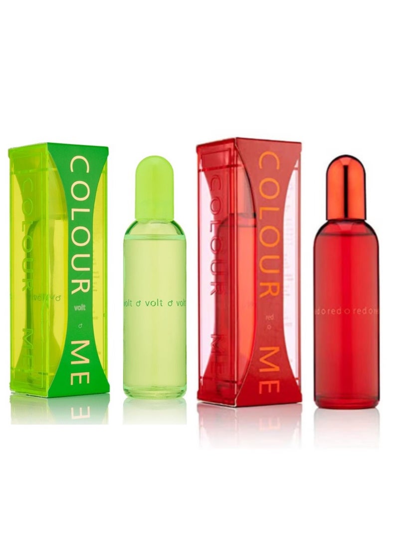 كولور مي مجموعة عطور مكونة من عطرين Volt للرجال وRed للنساء بحجم 190 مل من Milton Lloyd - Image 1