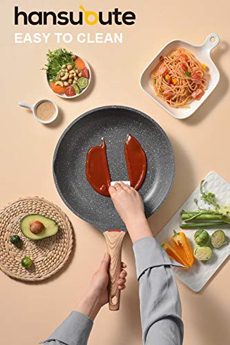 hansubute Induction Nonstick Frying Pan,Light Weight Skillet,Healthy Non Toxic Omelet Pan,All Stoves Compatible Egg Pan (grey, 9.5inch) - Image 4