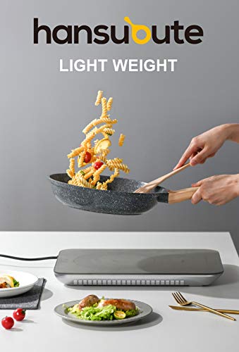 hansubute Induction Nonstick Frying Pan,Light Weight Skillet,Healthy Non Toxic Omelet Pan,All Stoves Compatible Egg Pan (grey, 9.5inch) - Image 3