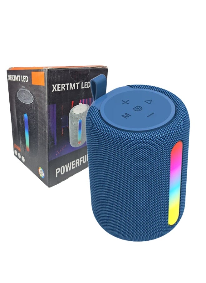 مكبر صوت لاسلكي بتقنية البلوتوث RGB مع صوت قوي، تصميم محمول مع بطارية قابلة لإعادة الشحن، مثالي للحفلات الخارجية وأجهزة الكمبيوتر والمسارح والسفر، قوة 3 وات، يعمل بمنفذ USB 5 فولت - أزرق