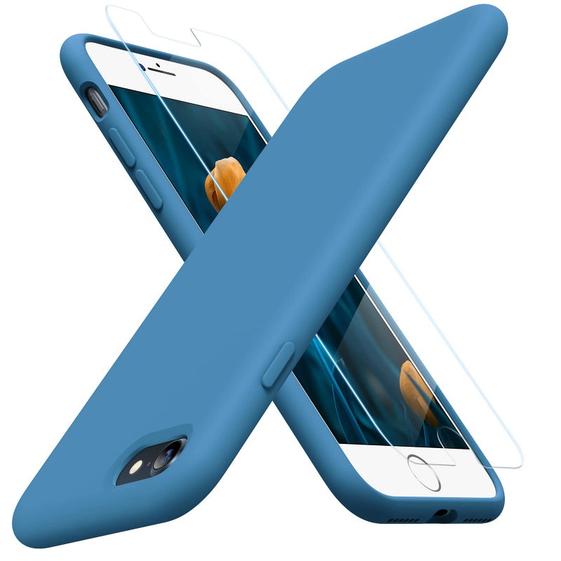 Miracase Ultra Slim Designed for iPhone SE Case 2022(3rd Gen)/iPhone SE 2020 Case(2nd Gen)/iPhone 7 Case/iPhone 8 Case with Screen Protector, Multi-Color Silicone Shockproof Phone Case(Capri Blue) - Image 1