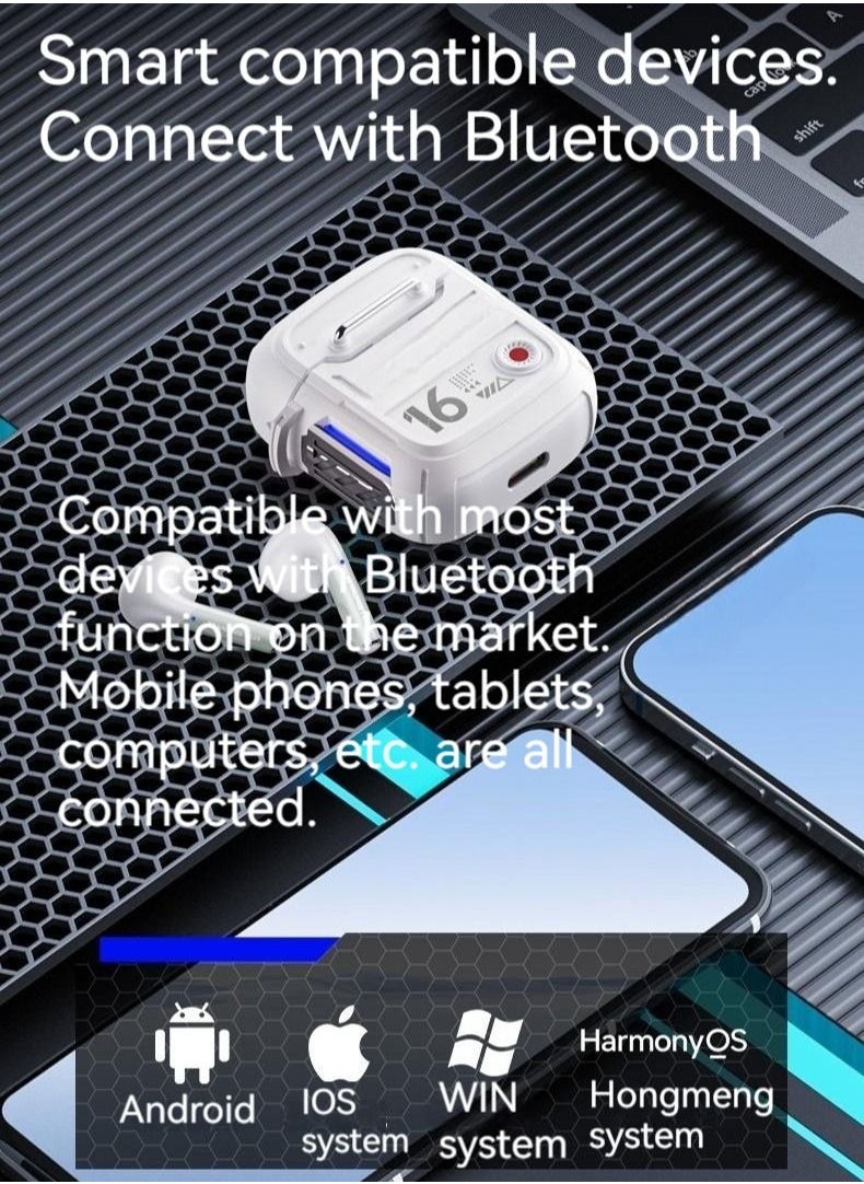 M MIAOYAN new XKT16 mecha wind Bluetooth headset e-sports game Bluetooth headset wireless sports noise canceling headset (white)
