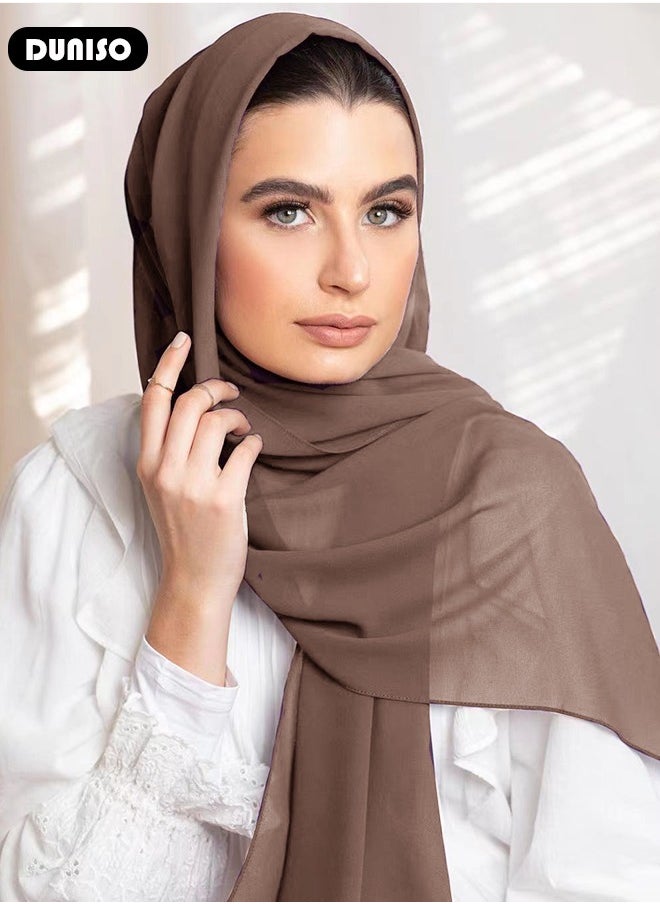 DUNISO Women's Hijab, Premium Breathable Chiffon Hijab, Stylish and Comfortable Hijab Scarfs,  Very Comfy & Good for Everyday Use, Versatile and Artistic Scarf for Women  - Image 3