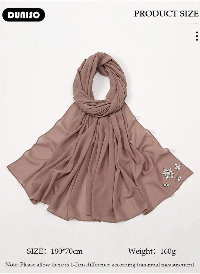DUNISO Women's Hijab, Premium Breathable Chiffon Hijab, Stylish and Comfortable Hijab Scarfs,  Very Comfy & Good for Everyday Use, Versatile and Artistic Scarf for Women  - Image 4