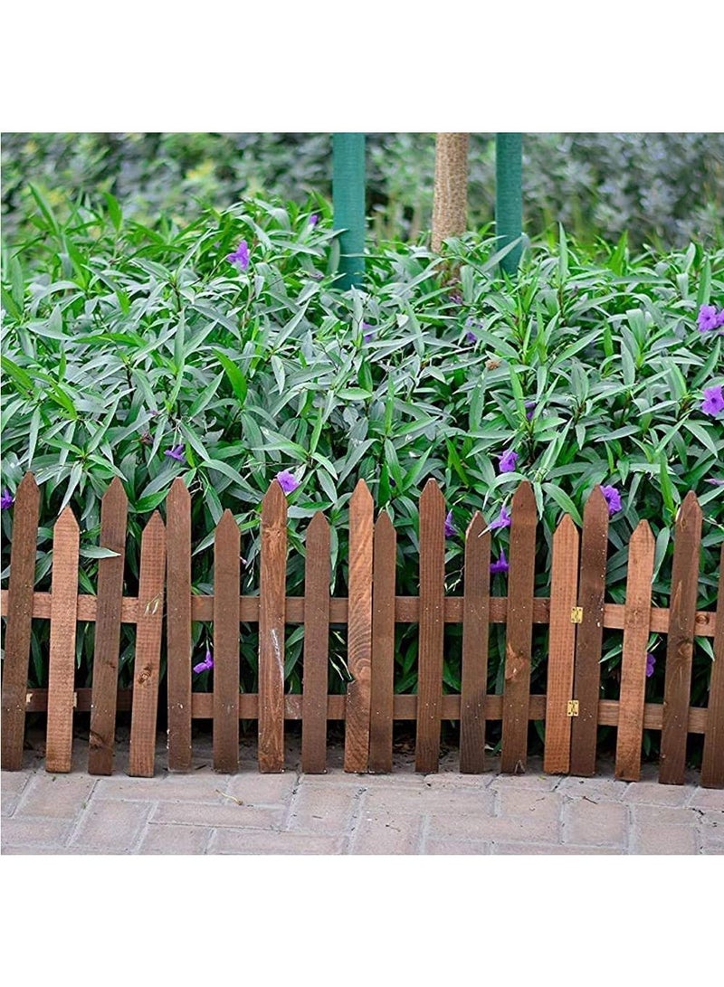 LINGWEI Wooden Garden Edging Border Wooden Picket Fence - Image 4