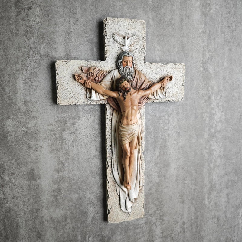 BC BUILDCLASSIC BC Catholic Holy Trinity Crucifix Wall Cross, 9.5" H Jesus Christ Inspirational Home DÃ©cor, Catholic Gifts, Religious Wall Sculpture handpainted by Buildclassic - Image 4