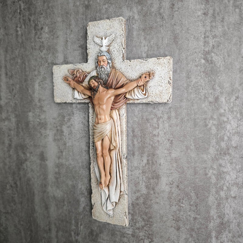 BC BUILDCLASSIC BC Catholic Holy Trinity Crucifix Wall Cross, 9.5" H Jesus Christ Inspirational Home DÃ©cor, Catholic Gifts, Religious Wall Sculpture handpainted by Buildclassic - Image 5