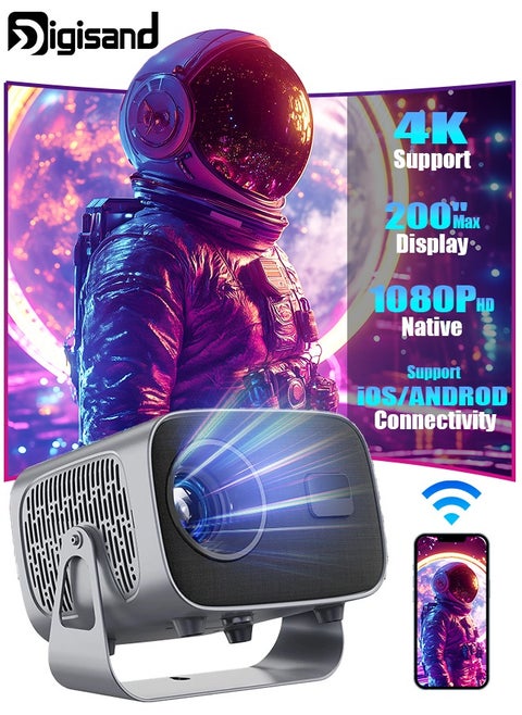 [Android 11.0/Electric focus] Portable Projector with WiFi 6 and BT 5.0, 200ASIN Movie Projector, 180°Angle adjustment Home Theater Video Projector 4K Support