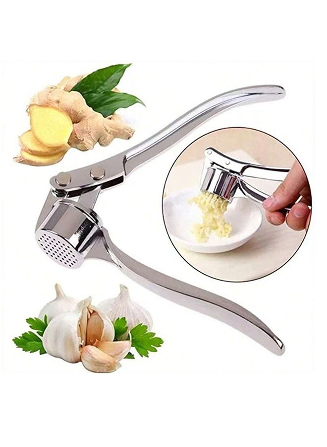 1 stainless steel garlic press, garlic press, manual garlic crusher, multifunctional kitchen tool, ideal choice for chopping garlic cloves, garlic crusher, garlic chopper, outdoor portable compact camping tool, barbecue small tool, barbecue small tool  - Image 1