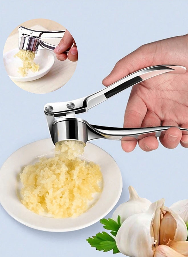 1 stainless steel garlic press, garlic press, manual garlic crusher, multifunctional kitchen tool, ideal choice for chopping garlic cloves, garlic crusher, garlic chopper, outdoor portable compact camping tool, barbecue small tool, barbecue small tool  - Image 4