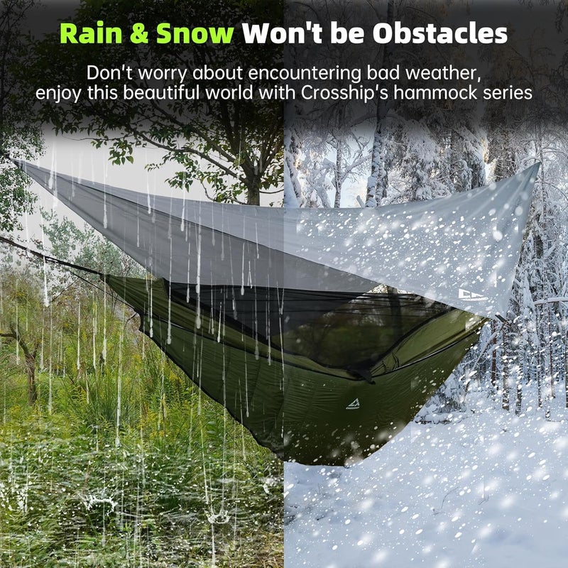 CROSSHIP Camping Hammock with Mosquito Net & Hammock Underquilt and Rain Fly Tarp - Portable Hammocks for Indoor, Outdoor, Hiking, Backpacking, Backyard, Beach & Travel (Hold Up to 500lbs) - Image 3