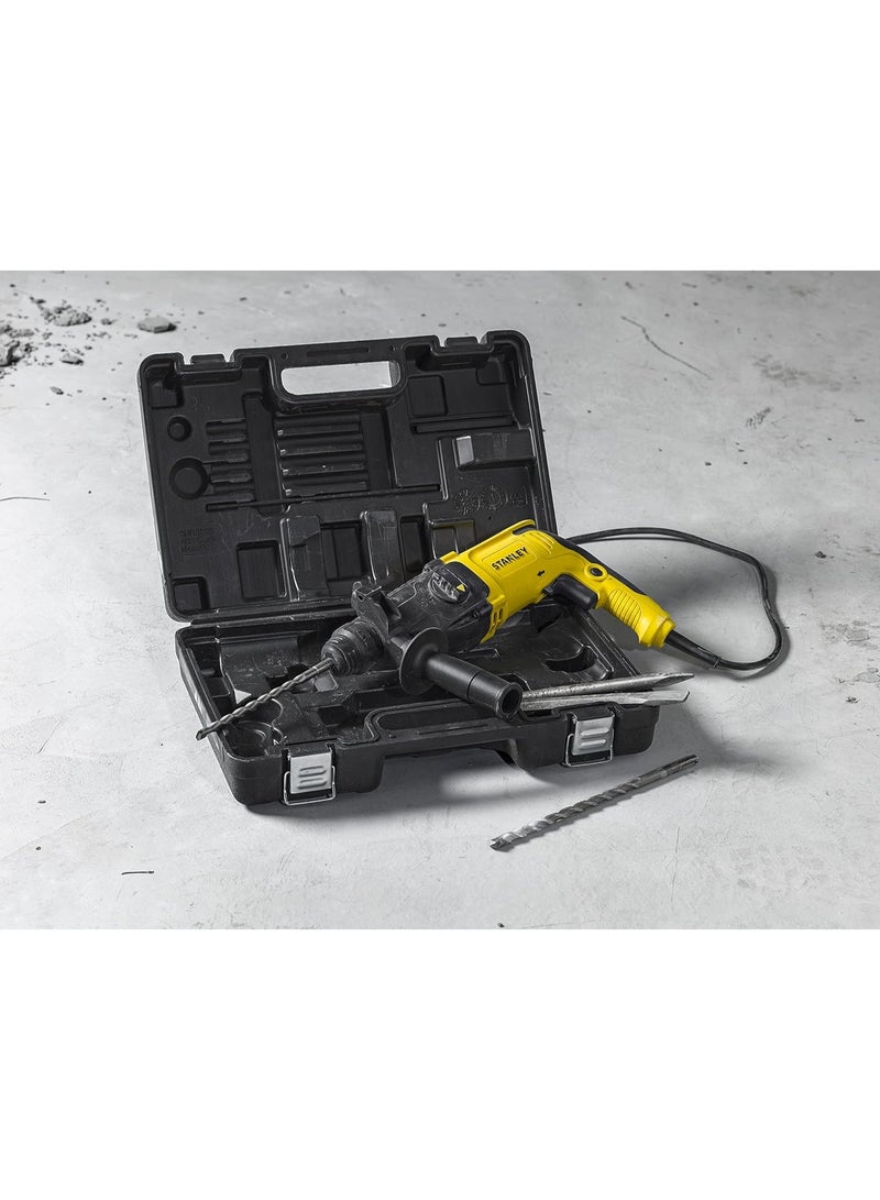 ستانلي مثقاب مطرقي دوار 800 واط 26 مم SDS-Plus - 3 أوضاع (حفر / حفر مطرقي / إزميل)، سرعة متغيرة، قابض حماية من الحمل الزائد، يشمل ظرف تثبيت، قضيب عمق وصندوق أدوات (SHR263KC-B5). - Image 4