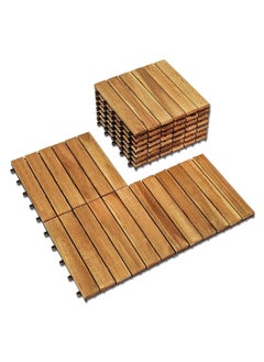 DubaiGallery Interlocking Deck Tiles 5 Pack - Snap Together Wood Flooring | 30x3x30 Acacia Hardwood Outdoor Flooring for Patio | Click Floor Decking Tile Outdoors Balcony Flooring, Wooden Parquet Flooring  - Image 1