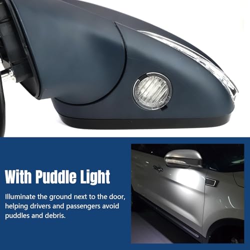 Dexepe Driver Side Mirror Assembly Compatible with Ford Fusion Sedan 2013-2014 S S Hybrid, with Power Heated, Turn Signal, Puddle Light, Blind Spot Mirror Replace ‎DS7Z17683BA (7pin Left Unpainted) - Image 4