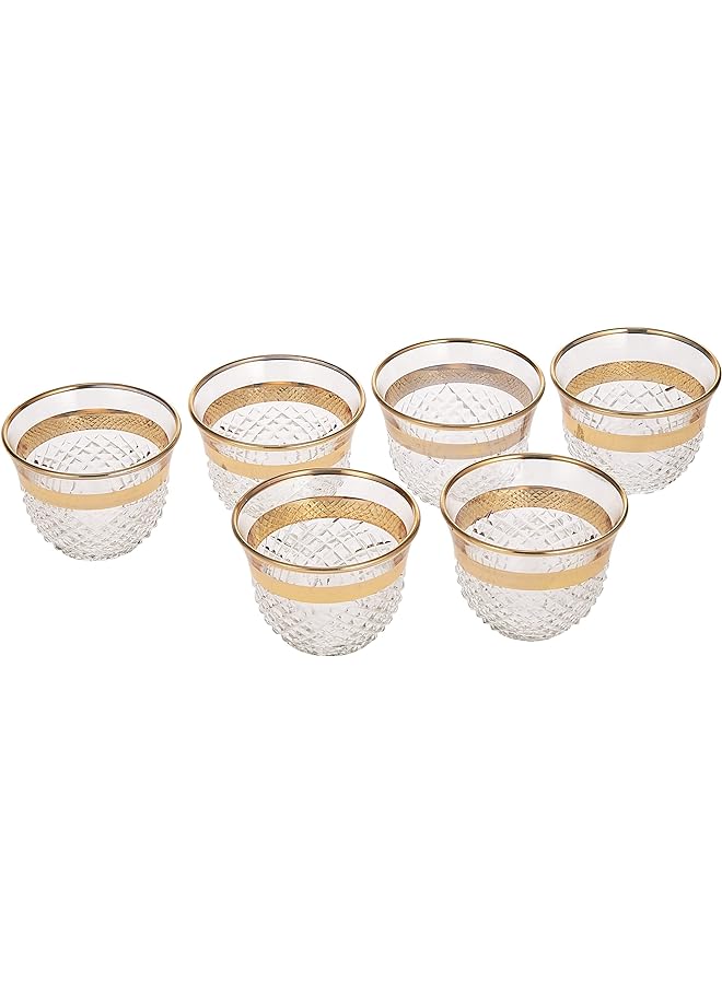 أبكا تركيا خمر أكواب الشاي التركي مجموعة أكواب من 6 للحزب أكواب الشاي العربية 6 قطعة طقم فناجين كاوا الذهب Dkr - Image 1