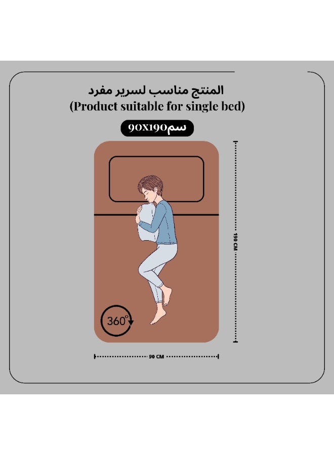 قطني طقم ملاءة سرير مفردة من قطعتين من الألياف الدقيقة - مخطط أبيض 90×190 سم مع شريط مطاطي كامل وغطاء وسادة واحد - Image 5