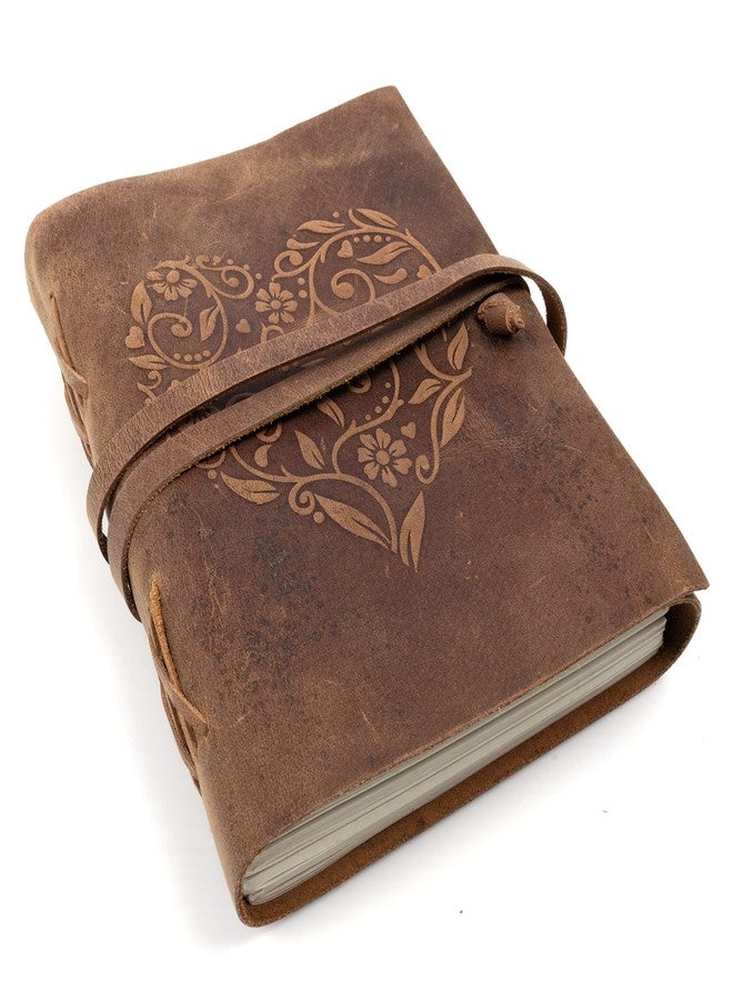 moonster Leather Journal for Women - Non Refillable Handmade Vintage Journal Leather Sketchbook for Daily Drawing & Writing - Travel Journal for Women - Heart Leather Notebook Unlined - Image 1