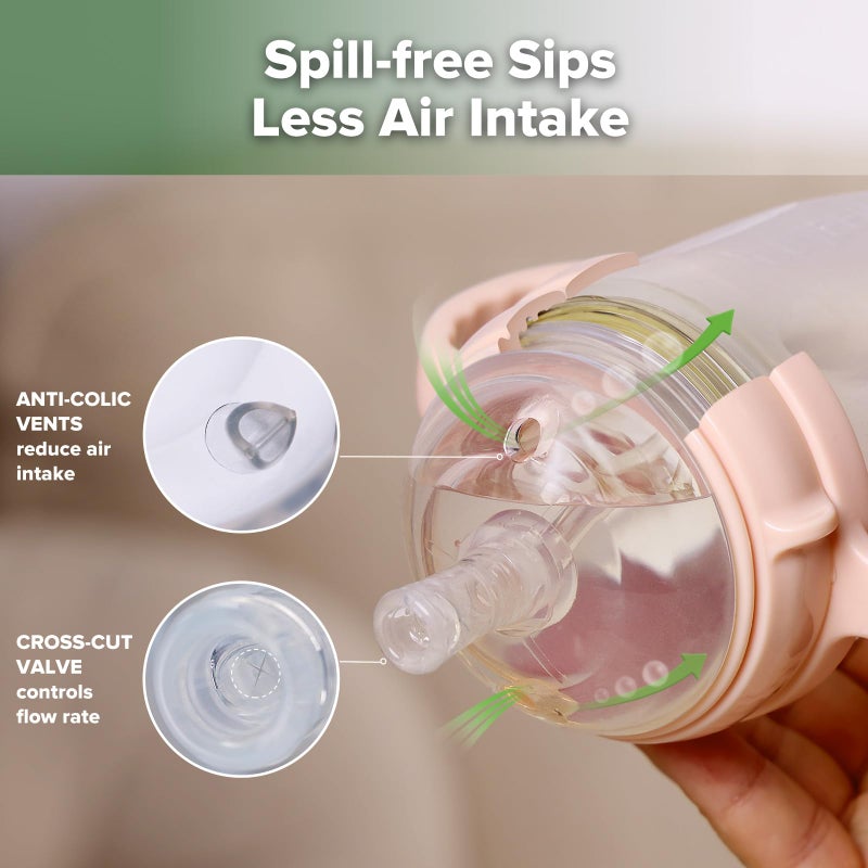 haakaa Weighted Straw Cup Sippy Cup for 6+ Month Old, Silicone Baby Straw Cup Water Cup Training Cup with Straw Brush, 8oz/250ml, Peach - Image 5