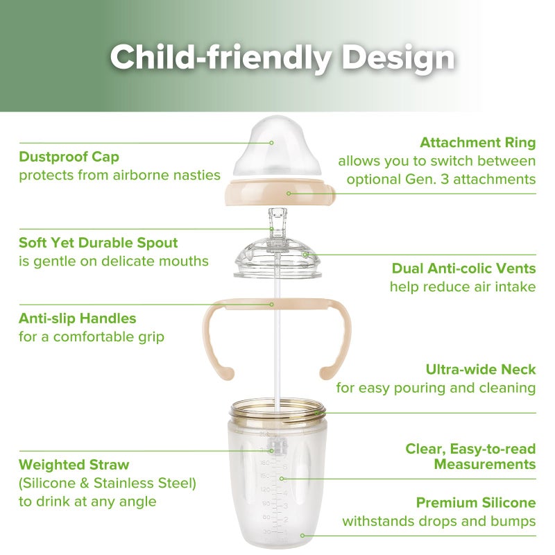 haakaa Weighted Straw Cup Sippy Cup for 6+ Month Old, Silicone Baby Straw Cup Water Cup Training Cup with Straw Brush, 8oz/250ml, Peach - Image 4