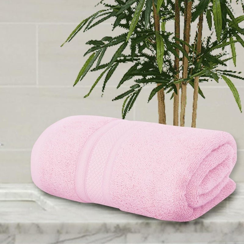 Eddika Super Soft and Highly Absorbent Bamboo Bath Towel for Men & Women Large Size 575 GSM (75 X 140 cm) (Pink) - Image 1