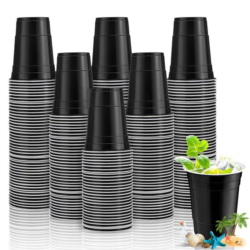 Lounsweer 100 Pack 16 Ounce Graduation Plastic Party Cups Disposable Heavy Duty Drinking Water Cups for Wedding New Year Baby Shower Festival Picnics Barbecues SuppliesBlack White