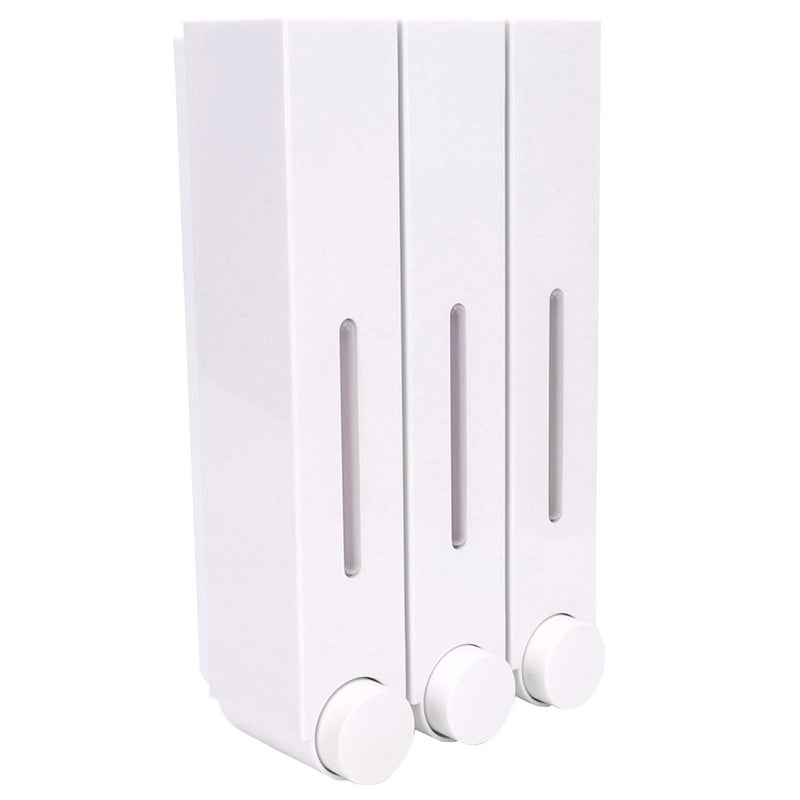 Three Head Wall Mount Shampoo Dispenser Press Type ABS Material White 6028 White Three Cups - Image 2