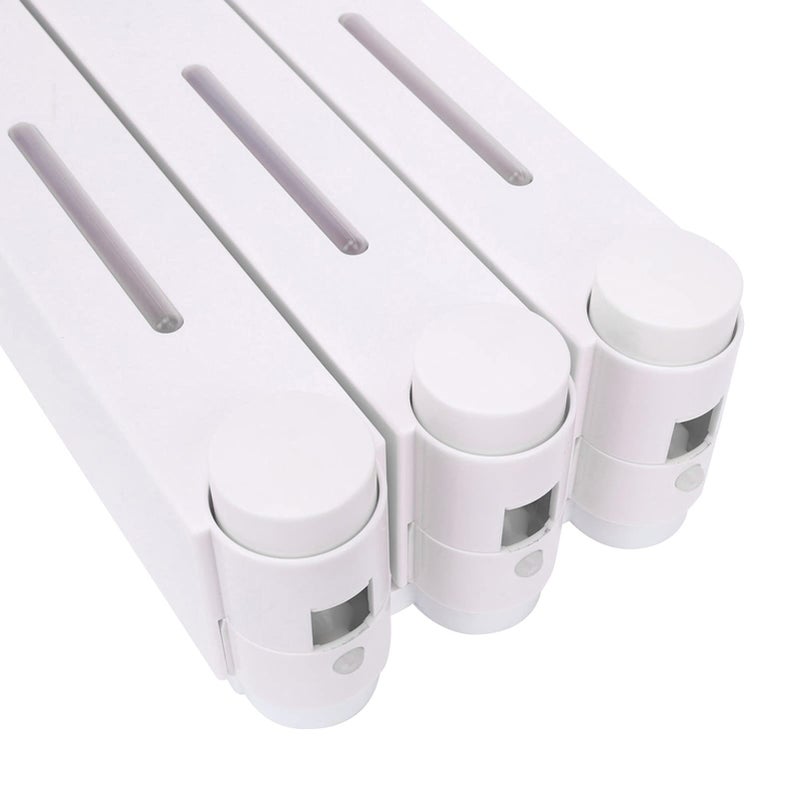 Three Head Wall Mount Shampoo Dispenser Press Type ABS Material White 6028 White Three Cups - Image 4