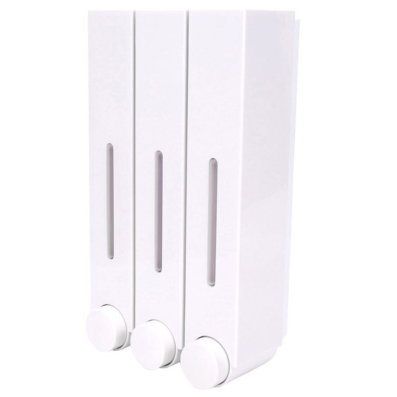 Three Head Wall Mount Shampoo Dispenser Press Type ABS Material White 6028 White Three Cups - Image 5