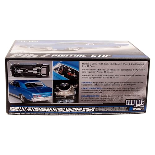 Platz C.P.M. MPC: 1:25 Scale Model Kit - 1967 Pontiac GTO - Blue, 85+ Parts - Skill Level 2, Authentic Vehicle Building Kit, Replica Classic Car, Age 14+ - Image 3