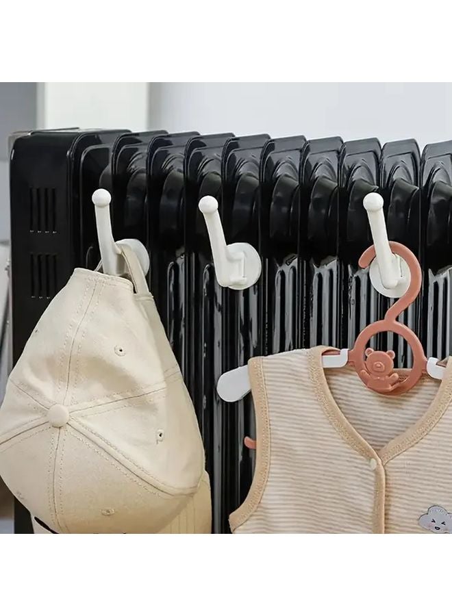 5pcs White Wall Mounted Space Saving Multi Hook Radiator Panel Towel Clothes Drying Rack - Image 2