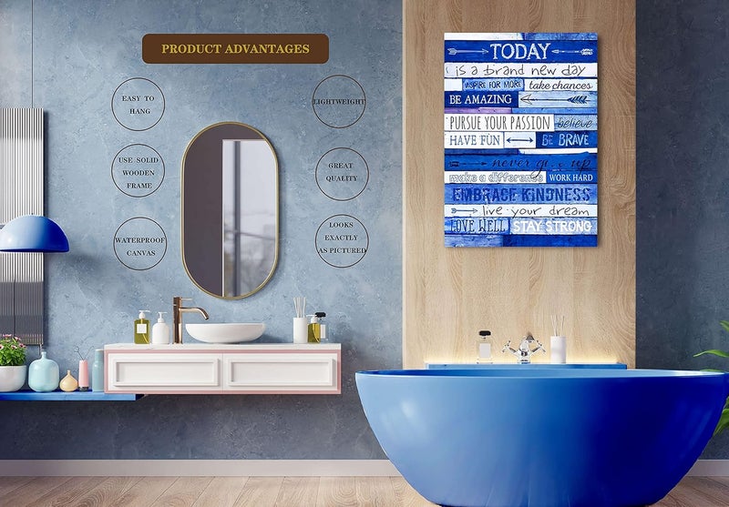 THRLVEART Blue Inspirational Canvas Wall Art - Image 3