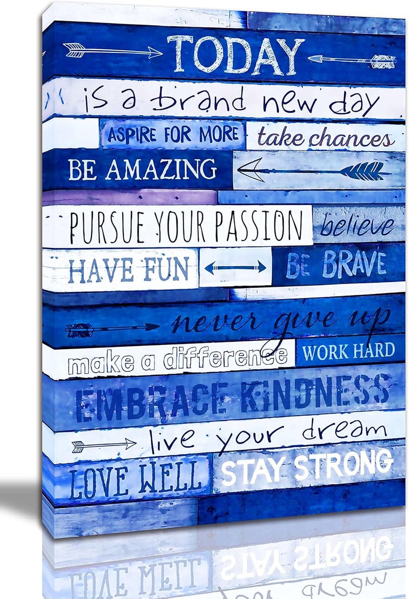 THRLVEART Blue Inspirational Canvas Wall Art - Image 1