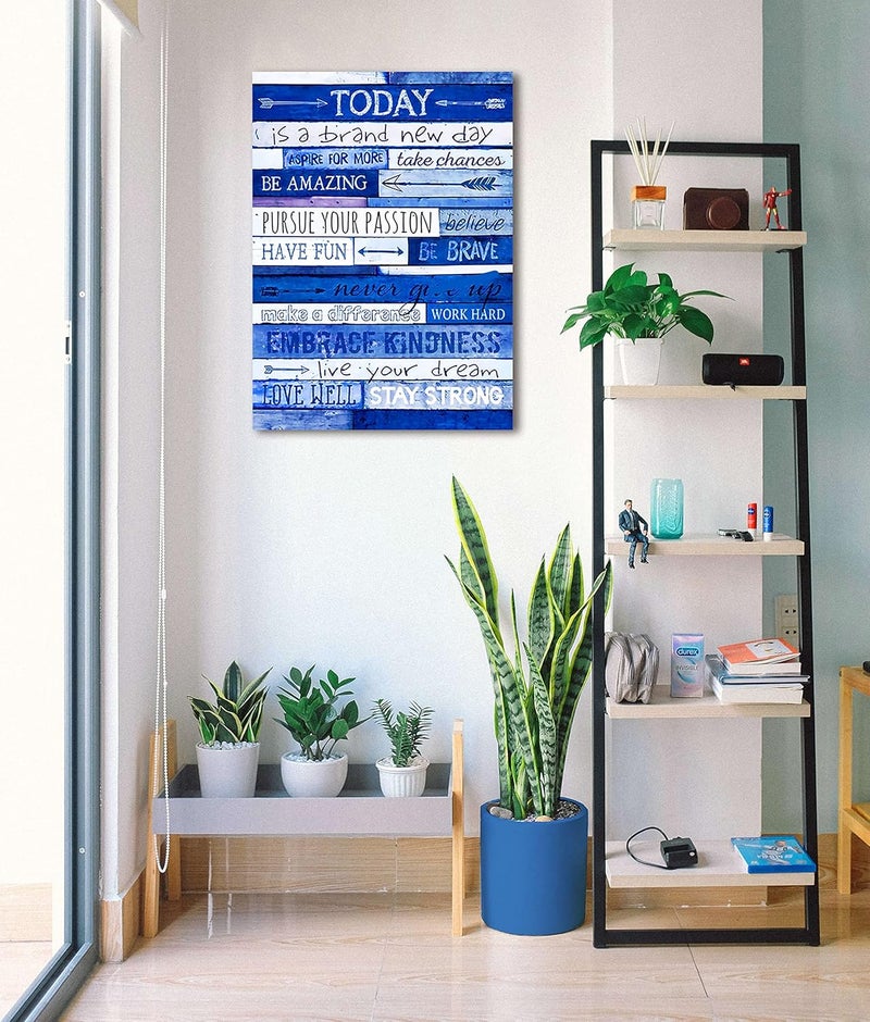 THRLVEART Blue Inspirational Canvas Wall Art - Image 4