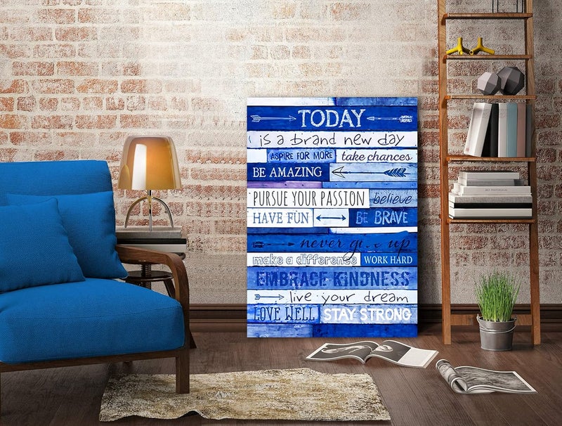 THRLVEART Blue Inspirational Canvas Wall Art - Image 2