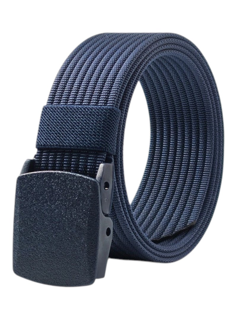 Nylon Woven Belt - Metal Free Plastic Buckle 3.8cm - 120cm - Blue