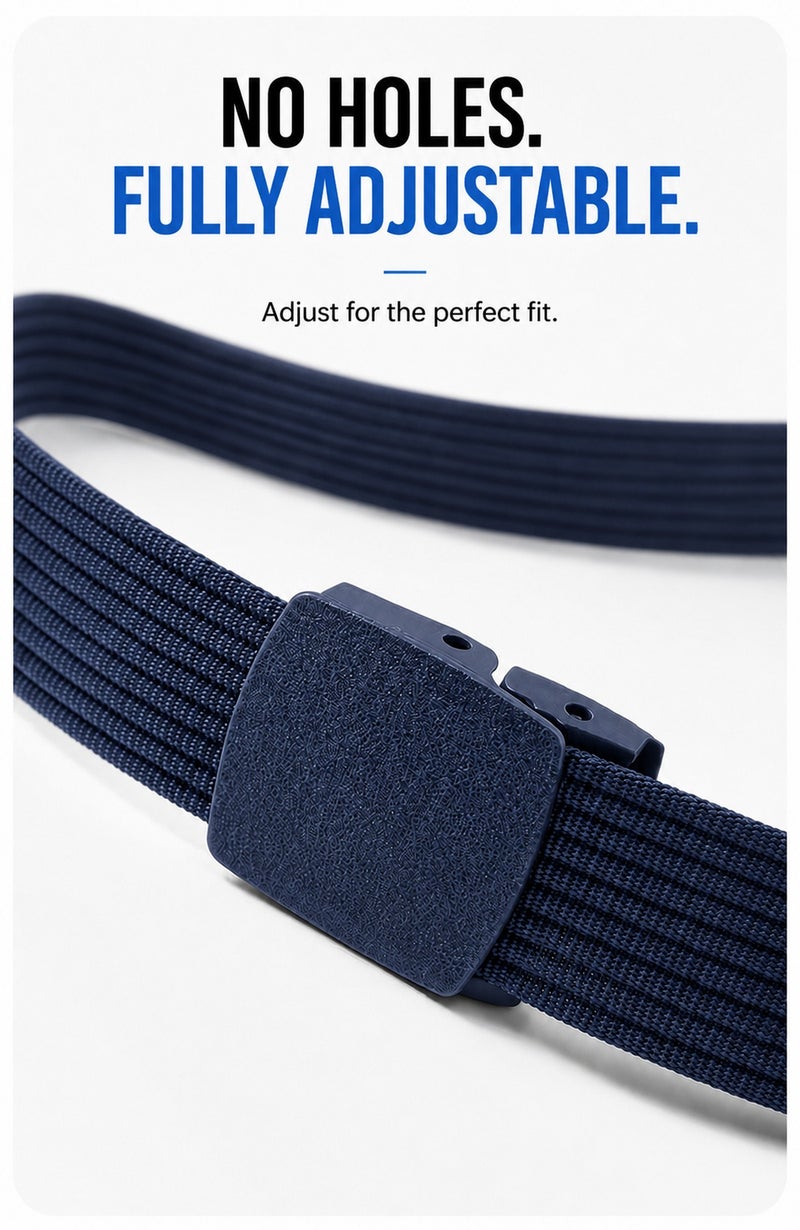HASTE Nylon Woven Belt - Metal Free Plastic Buckle 3.8cm - 120cm - Blue - Image 2