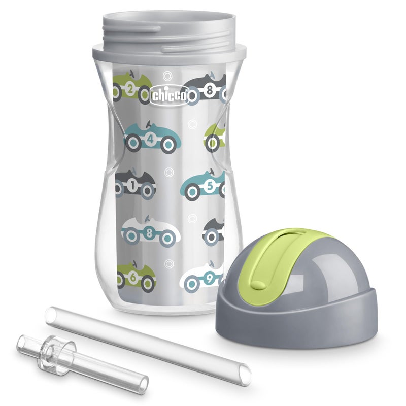 Chicco Insulated Straw Sippy Cup 12+ Months, 9oz Toddler Training Cup with Spill-Free Flip-Top Lid, BPA-Free 2-Pack, Cars/Checkers - Image 5