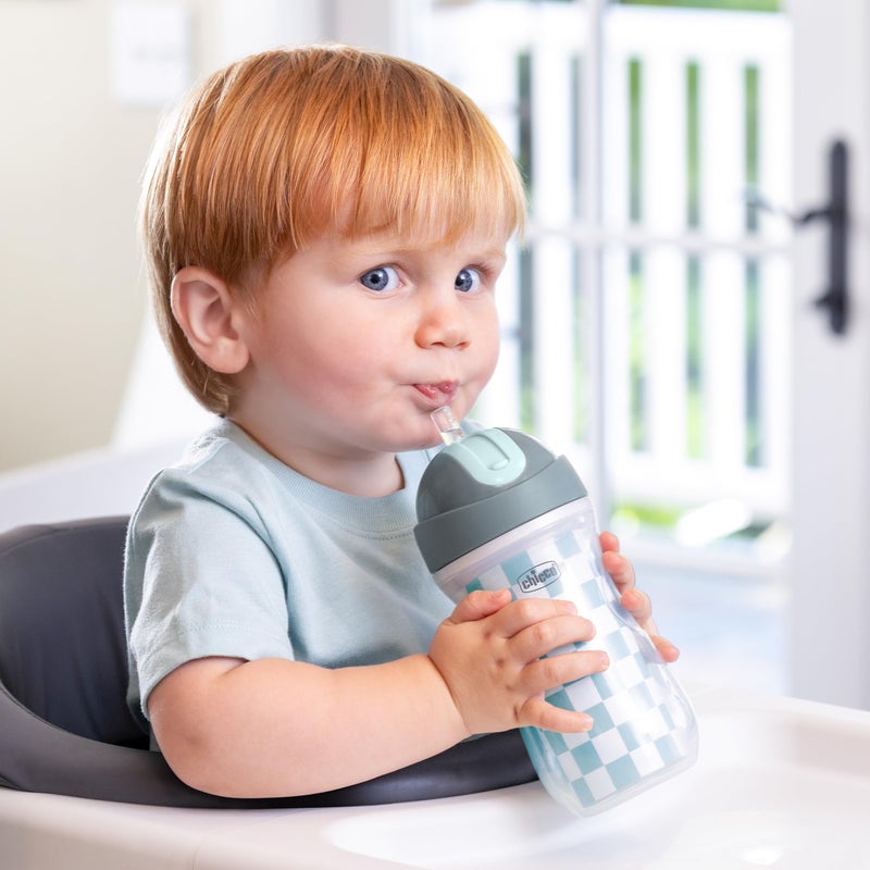 Chicco Insulated Straw Sippy Cup 12+ Months, 9oz Toddler Training Cup with Spill-Free Flip-Top Lid, BPA-Free 2-Pack, Cars/Checkers - Image 2