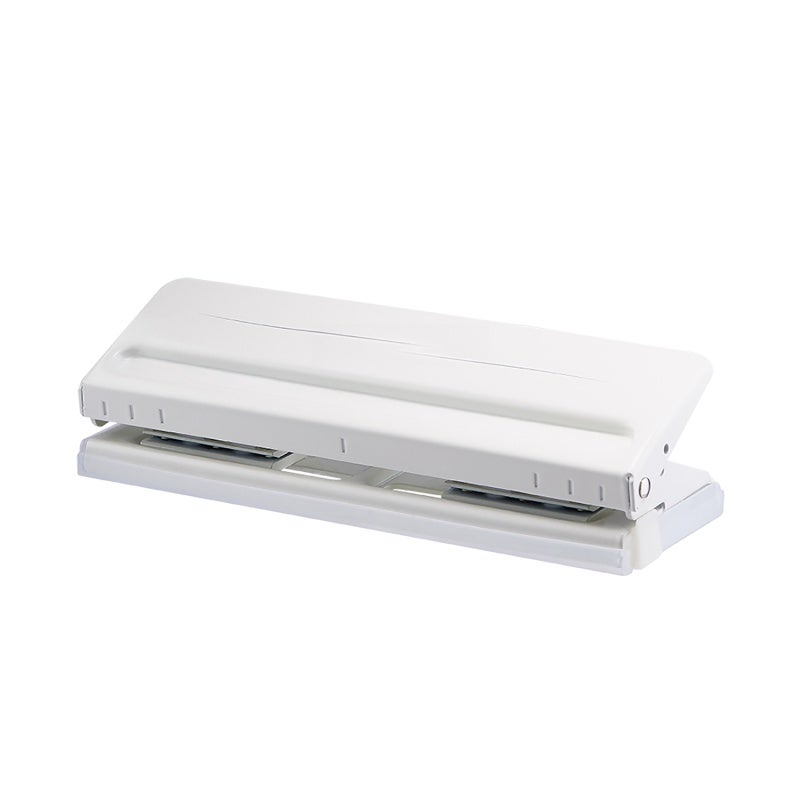Hole Puncher: White 6-Hole Puncher - Adjustable Spacing For A4/A5/A6/B7 Paper, Non-Slip Base, Chip Drawer, Punches Up To 6 Sheets (80 Gsm) With 5.5mm Holes For Desktop Office Use - Image 1