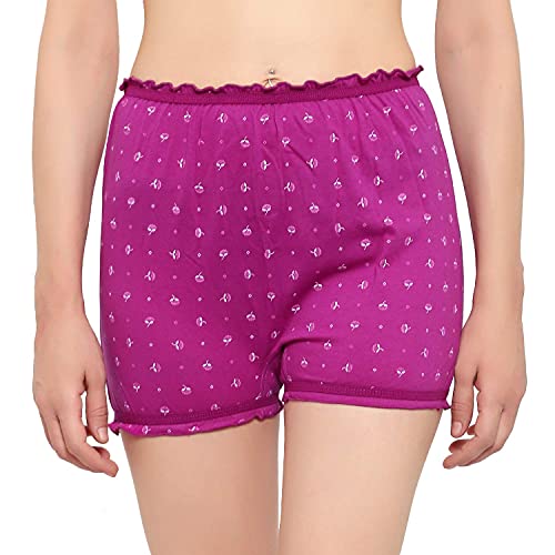 BLAZON Women Cotton Hosiery Floral Print Bloomer shorts Pack of 3 (Vivid Violet, Tamarind & Sapphire Blue, 2XL) - Image 4