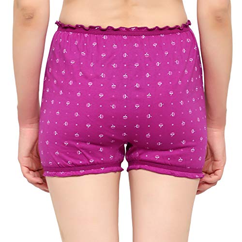 BLAZON Women Cotton Hosiery Floral Print Bloomer shorts Pack of 3 (Vivid Violet, Tamarind & Sapphire Blue, 2XL) - Image 5