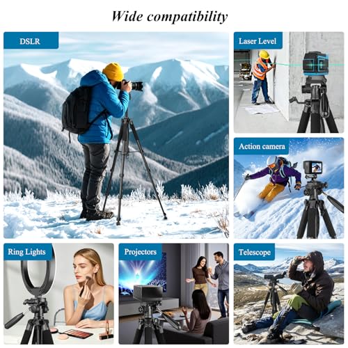 VICTIV 74” Camera Tripod, Tripod for Camera and Phone, Aluminum Professional Tripod Stand for Canon Nikon with Carry Bag and Phone Holder, Compatible with DSLR, iPhone, Spotting Scopes, Max Load 9.5Lb - Image 5