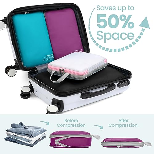 Cambond Compression Packing Cubes for Travel - 4 Pack Expandable Luggage Packing Organizers Travel Essentials Accessories Bags Compression Cubes Space Saver for Carry on Suitcases, Multi-color - Image 2