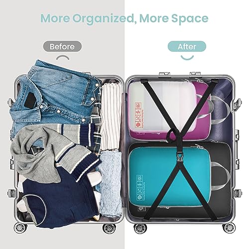 Cambond Compression Packing Cubes for Travel - 4 Pack Expandable Luggage Packing Organizers Travel Essentials Accessories Bags Compression Cubes Space Saver for Carry on Suitcases, Multi-color - Image 3