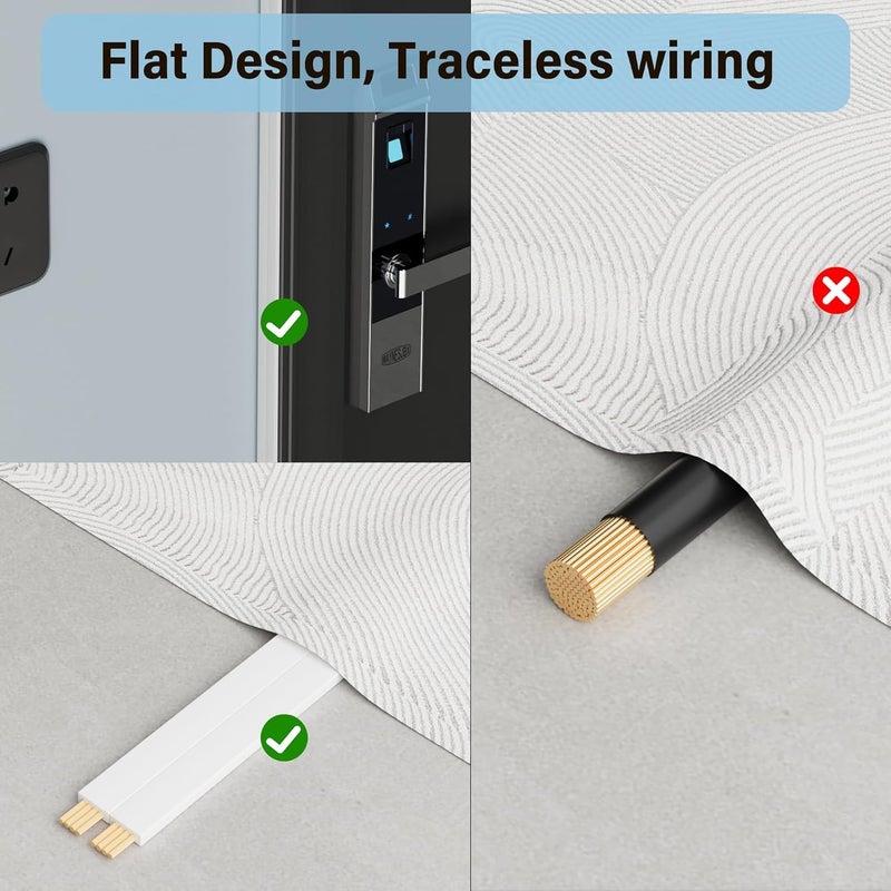 HIFIND Premium 14 Gauge Flat Speaker Cable Wire 50 Ft White, OFC Electrical Low Voltage Audio Wire 14/2 AWG, Thin PVC CL2 in Wall Rated Outdoor for Home Theater, Car Stereo, Automotive - Image 3