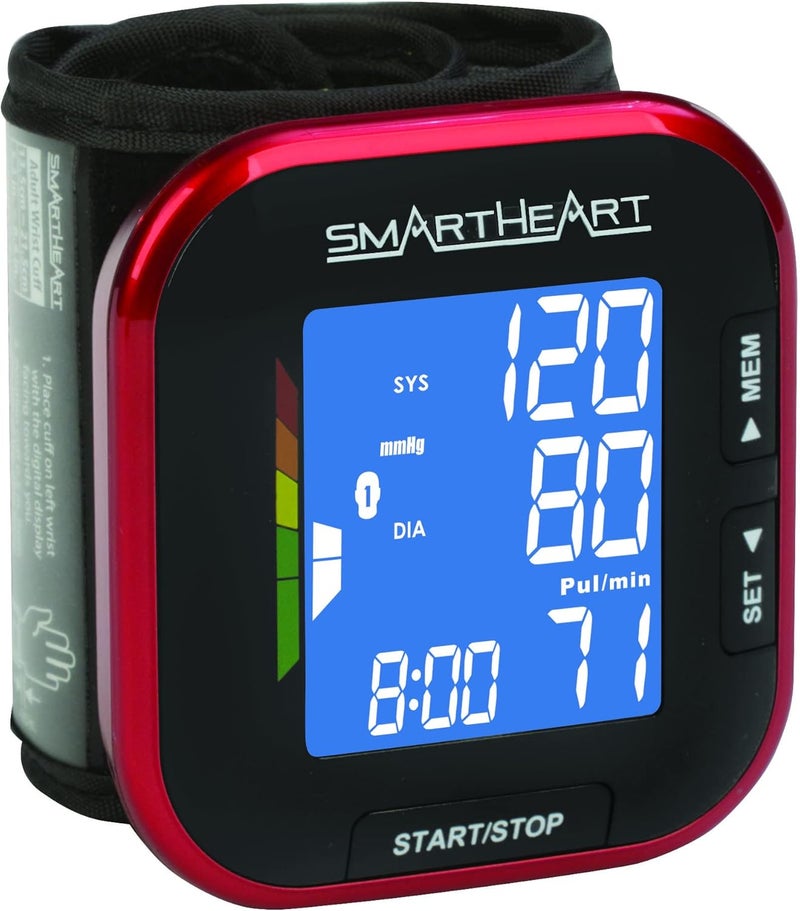 SmartHeart جهاز قياس ضغط الدم الرقمي الذكي للبالغين مع كفة المعصم باللون الأسود 1 قطعة - Image 2