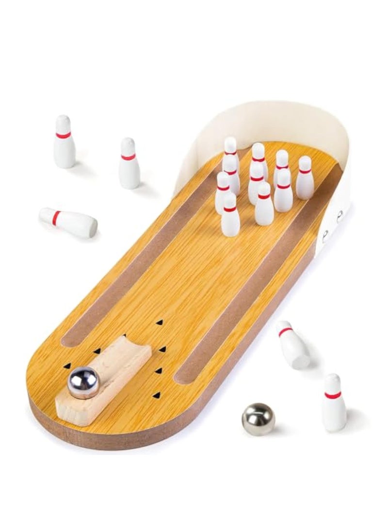 YelaJoy Mini Bowling Set, Wooden Tabletop Bowling Game Desk Toys Desktop Bowling Home Bowling Alleys, Desk Gifts for Coworkers - Image 1