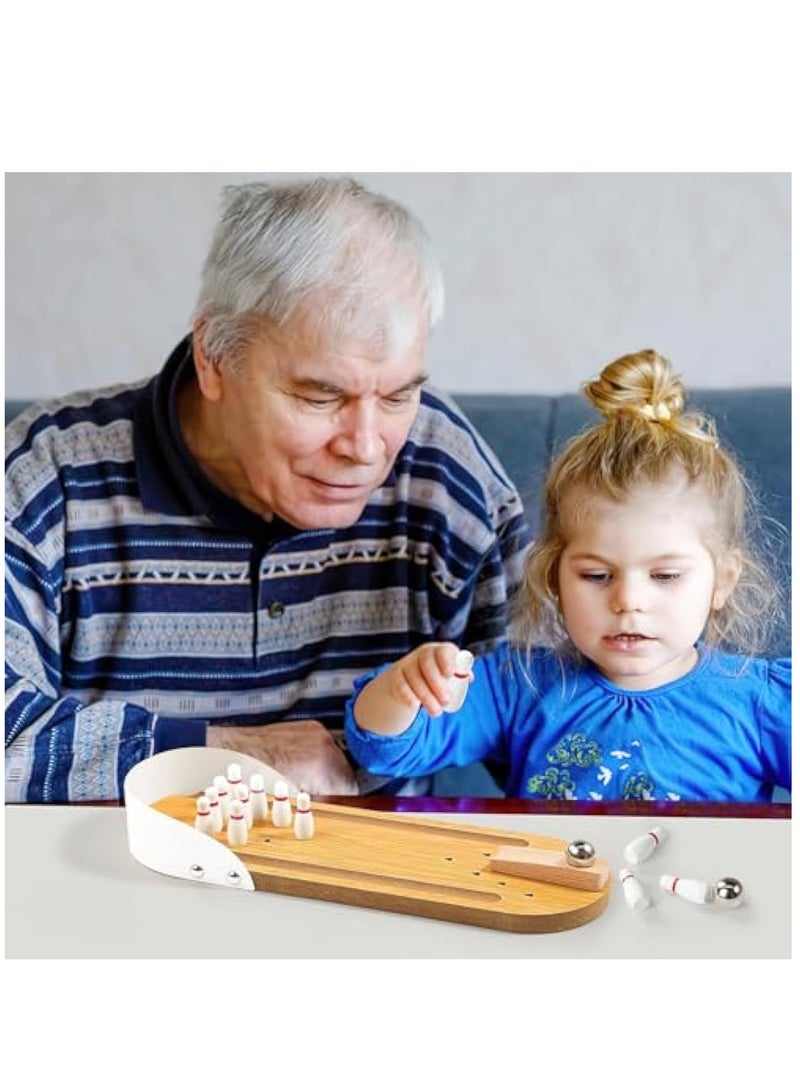 YelaJoy Mini Bowling Set, Wooden Tabletop Bowling Game Desk Toys Desktop Bowling Home Bowling Alleys, Desk Gifts for Coworkers - Image 5