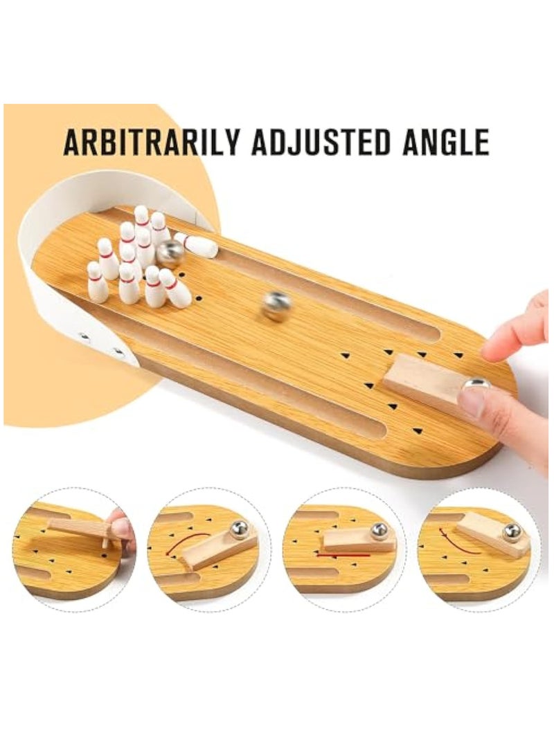 YelaJoy Mini Bowling Set, Wooden Tabletop Bowling Game Desk Toys Desktop Bowling Home Bowling Alleys, Desk Gifts for Coworkers - Image 4