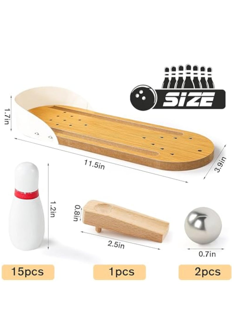 YelaJoy Mini Bowling Set, Wooden Tabletop Bowling Game Desk Toys Desktop Bowling Home Bowling Alleys, Desk Gifts for Coworkers - Image 2